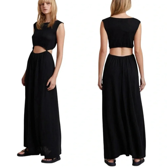 Bec & Bridge Knit Cutout Jimi Maxi Dress Black Size 2 with FLAW - Picture 1 of 10